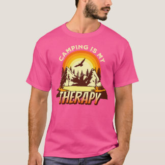 T-shirt Camping is My Therapy - Funny Retro Randonnée Natu