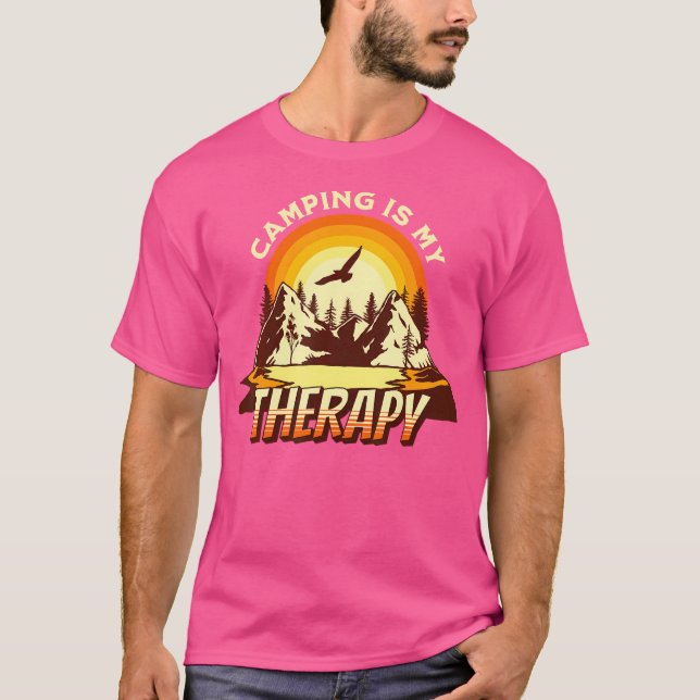 T-shirt Camping is My Therapy - Funny Retro Randonnée Natu (Devant)