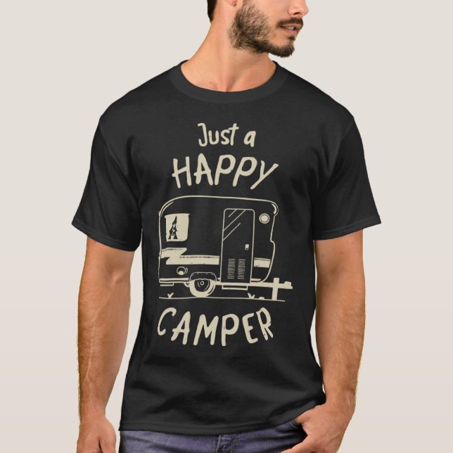 T-shirt Camping Lucky Caravan Camper Motorhome Outdoor Tra (Devant)
