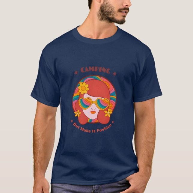 T-shirt Camping mais avec un style de mode glamour camping (Devant)