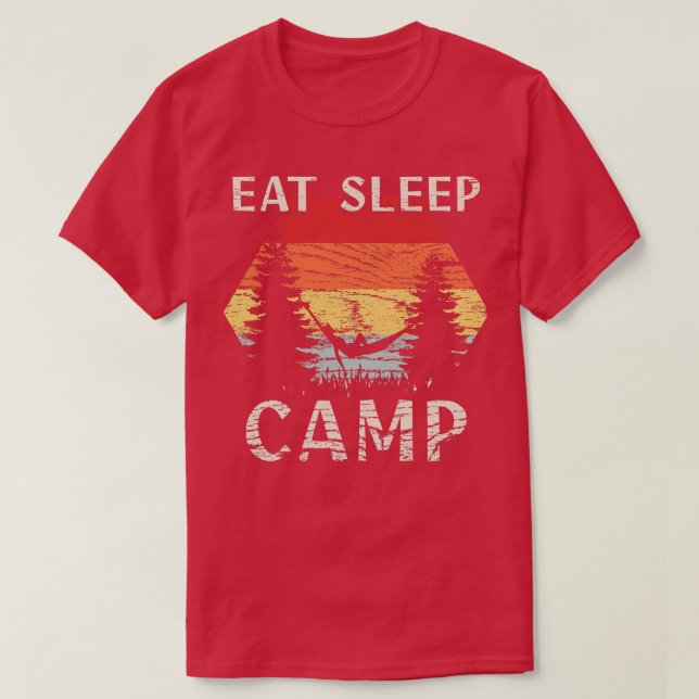 T-shirt Camping Manger Camp de sommeil (Design devant)