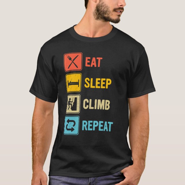T-shirt Camping Manger Dormir Grimper Répéter Classique Ét (Devant)