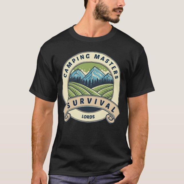 T-shirt Camping Masters Survival Lords vintage (Devant)