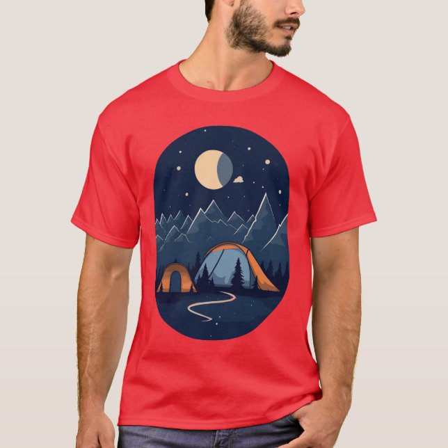 T-shirt Camping Moderne de Solitude Paisible (Devant)
