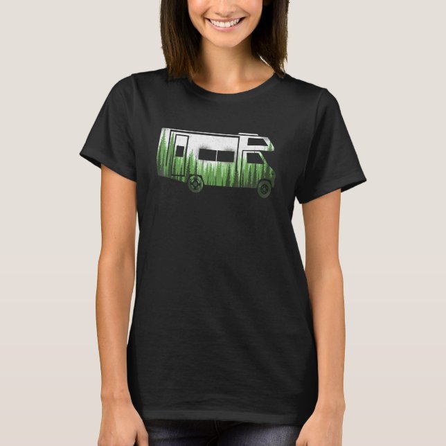 T-shirt Camping Motorhome Forrest Campervan (Devant)