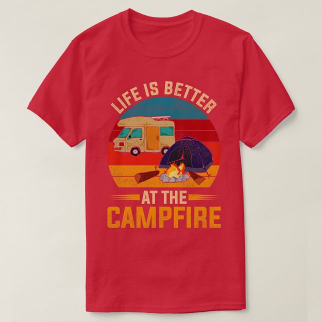 T-shirt Camping Nature Caravan Camper extérieur Rétro (Design devant)
