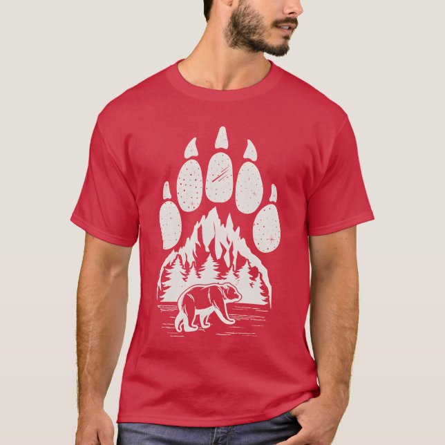 T-shirt Camping Nature Patte d'Ours Faune rétro (Devant)