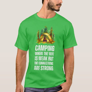 T-shirt Camping Où le Wifi Est Faible Mais les Connexions