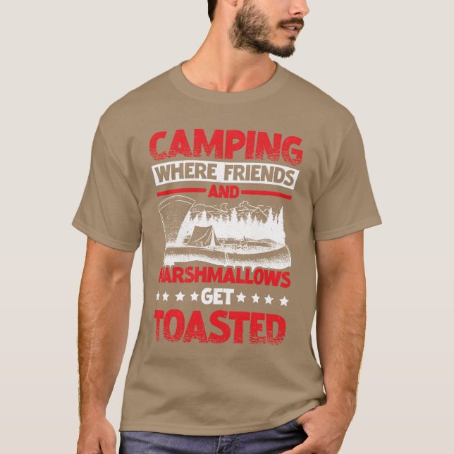 T-shirt Camping où les amis et Marshmallowsoast (Devant)