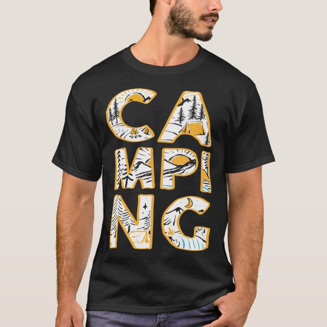 T-shirt Camping outdoor hiking camper cute graphic (Devant)