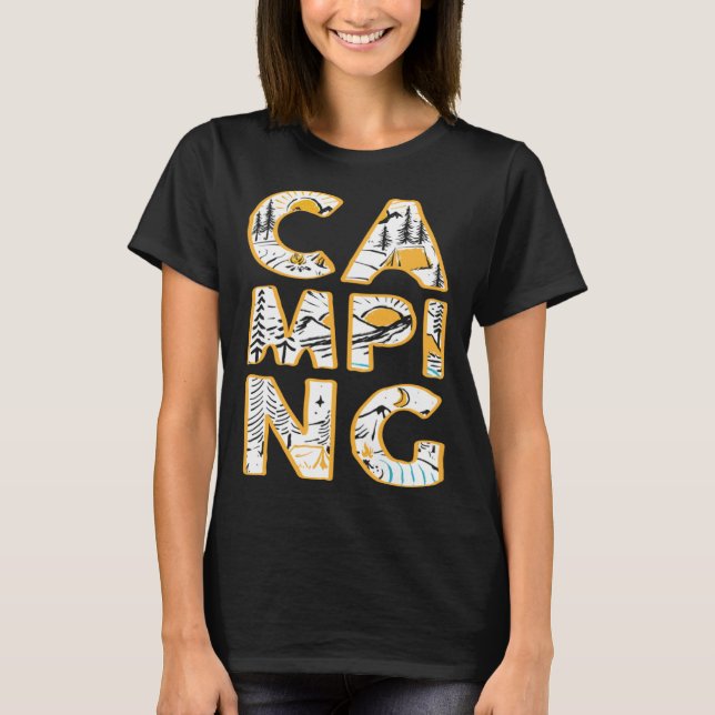 T-shirt Camping outdoor hiking camper cute graphic (Devant)