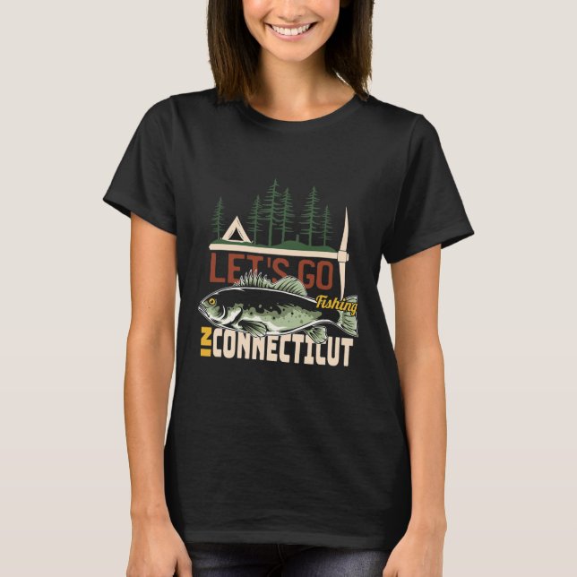 T-shirt Camping pêche dans le Connecticut - Nature Connect (Devant)