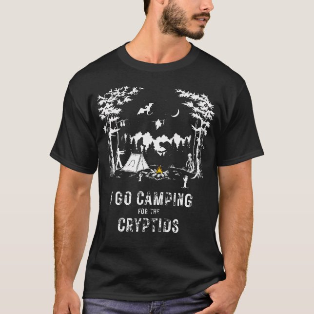 T-shirt Camping pour les cryptides Bigfoot Mothman Alien S (Devant)