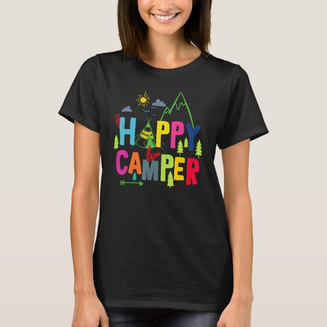 T-shirt Camping Randonnée présent Happy Camper (Devant)