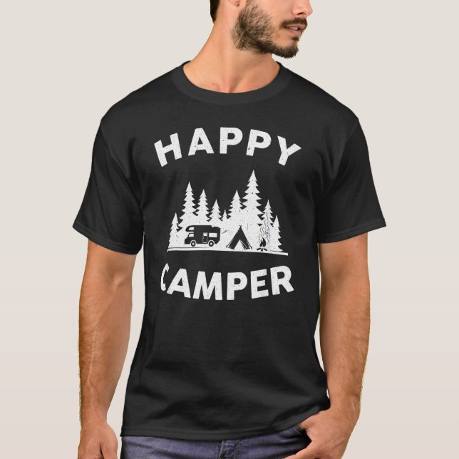 T-shirt Camping Randonnée présent Happy Camper (Devant)