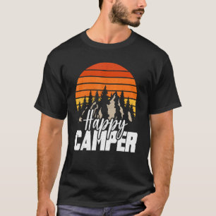 T-shirt Camping Randonnée Présente Happy Camper Art Vintag