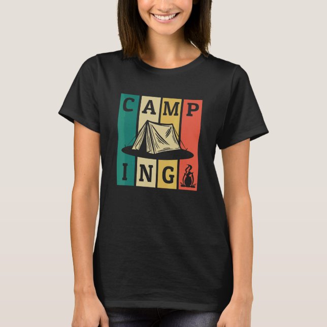 T-shirt Camping Rétro Bandes Tentes Glamping Camping Campi (Devant)