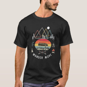 T-shirt Camping Retro Camper Van Vintage Sunset Mountains