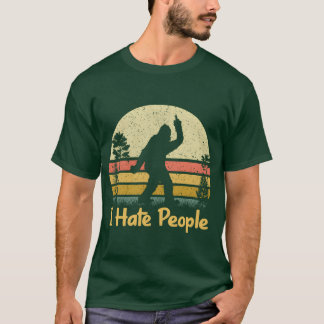 T-shirt Camping Sasquatch Middle Finger Je déteste rétro