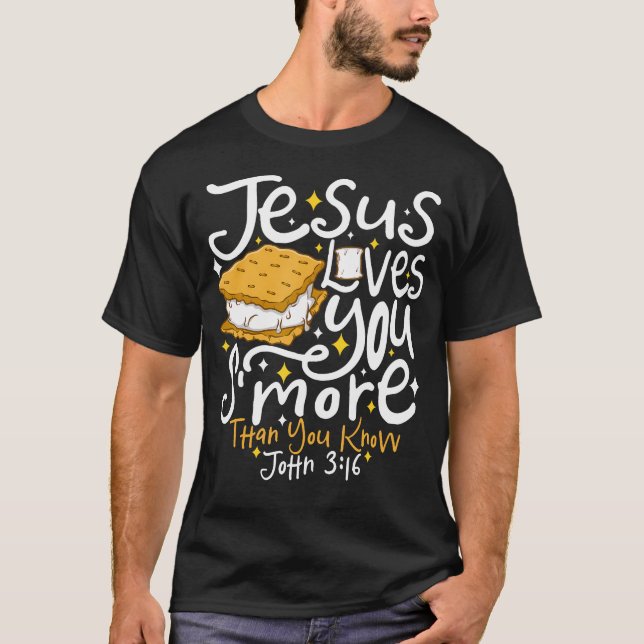 T-shirt Camping Smore Jesus Loves You John Bible Verse Chr (Devant)