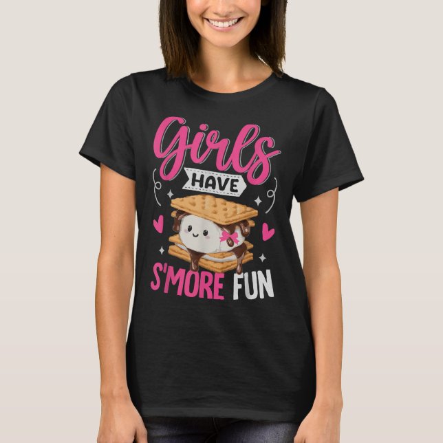 T-shirt Camping Smores Les Filles Ont Plus Amusant Kawaii  (Devant)