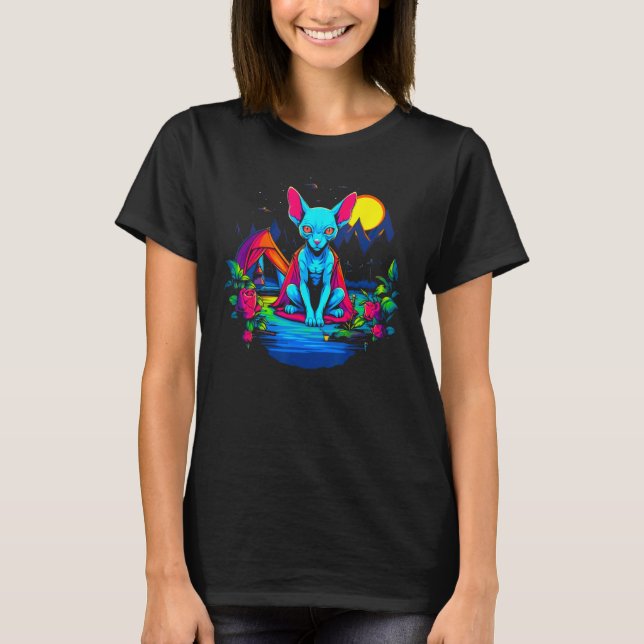 T-shirt Camping Sphynx Chat sans cheveux (Devant)
