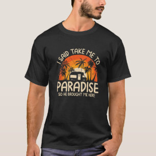 T-shirt Camping Sunset Palm Trees Remorques de voyage