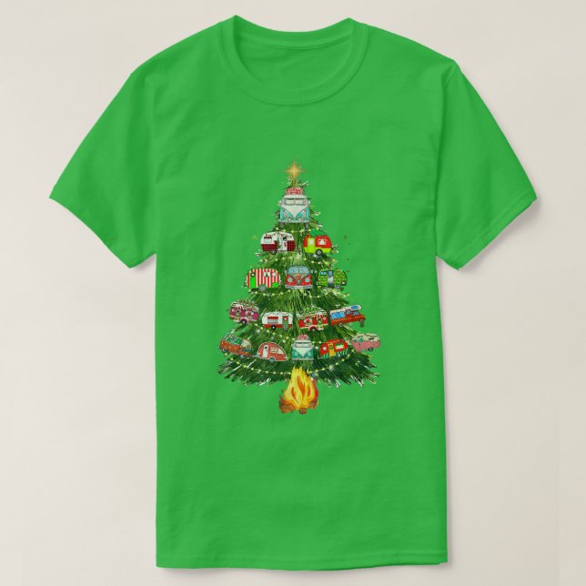 T-shirt Camping Trailer Christmas Tree Camper RV X (Design devant)