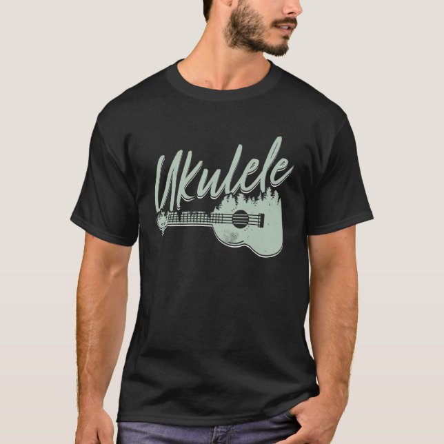 T-shirt Camping Ukulele Player Outdoors Ukulele (Devant)