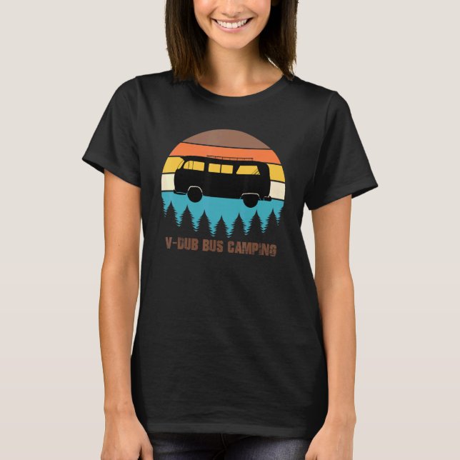 T-shirt Camping V-Dub Bus Sunset Rétro (Devant)