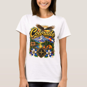 T-shirt Camping vintage dans les montagnes Rocheuses du Co