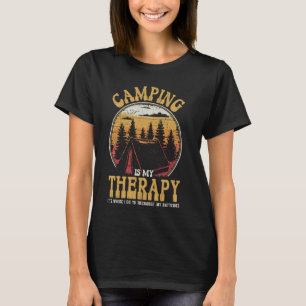 T-shirt Camping vintage Est Ma Thérapie, Tente Dans Les Bo