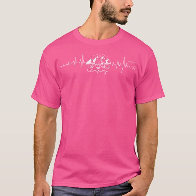 T-shirt Camping vintage Heartbeat Ecg (Devant)