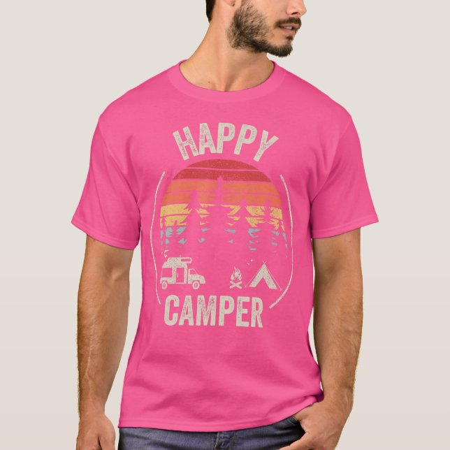 T-shirt Camping vintage Retro Happy (Devant)
