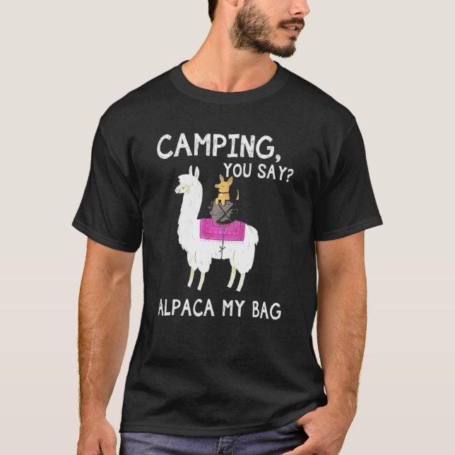T-shirt Camping Vous Dites Alpaca Mon Sac Chien À Riding L (Devant)