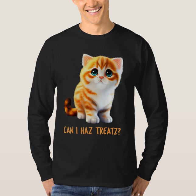 T-shirt Can I Haz Treatz Cute Cat Baby Talk Kitten Beautif (Devant)