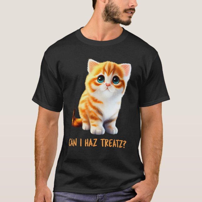 T-shirt Can I Haz Treatz Cute Cat Baby Talk Kitten Beautif (Devant)