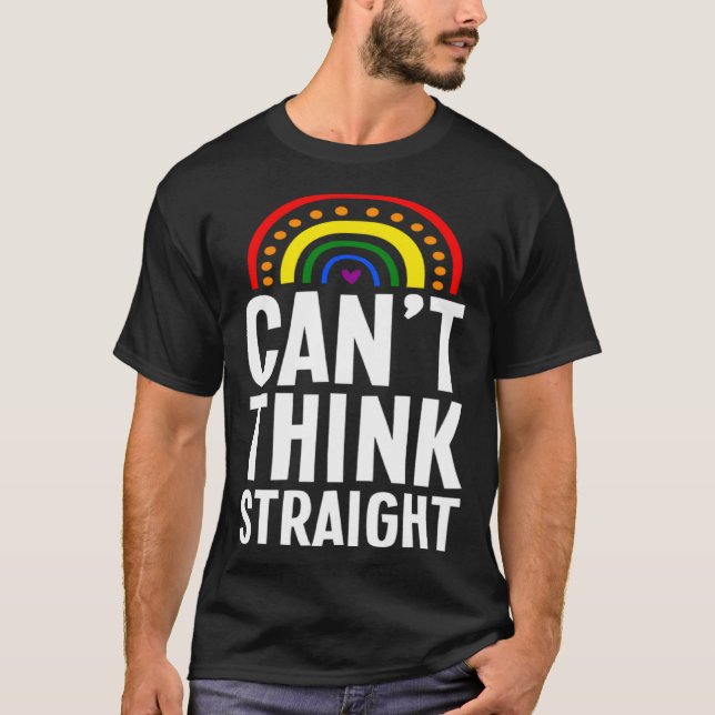 T-shirt Can t Think Straight Bohemian Rainbow Gay Pride Mi (Devant)