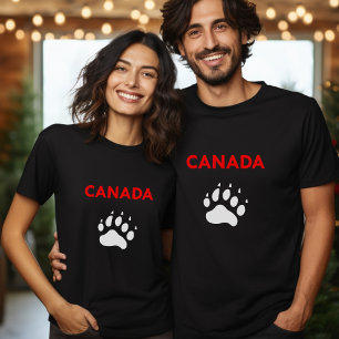 T-shirt Canada Animal Patte Empreinte de Pied Couleur