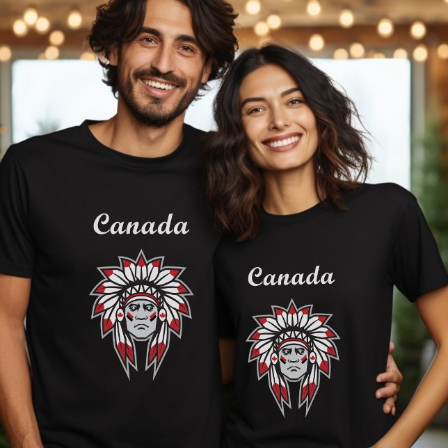 T-shirt Canada Coloré Amérindien Chef Dark (Créateur téléchargé)