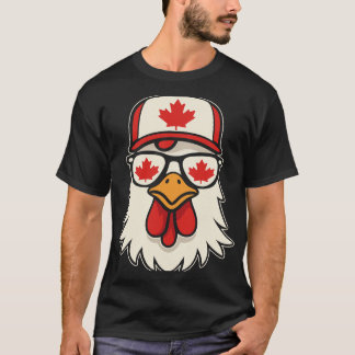 T-shirt Canada Day Canadian Flag Maple Leaf Chicken Sungle