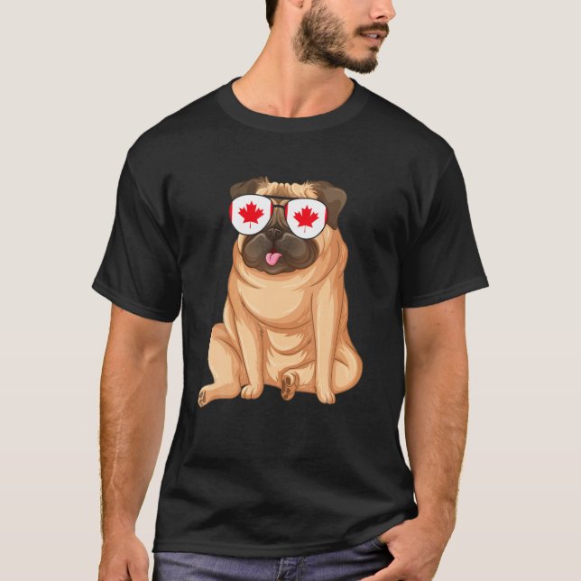 T-shirt Canada Drapeau Canadian Bull Dog Drôle Lunettes de (Devant)
