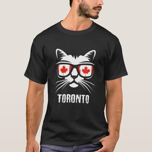 T-shirt Canada Drapeau Canadian Cat Maple Leaf Oronto (Devant)