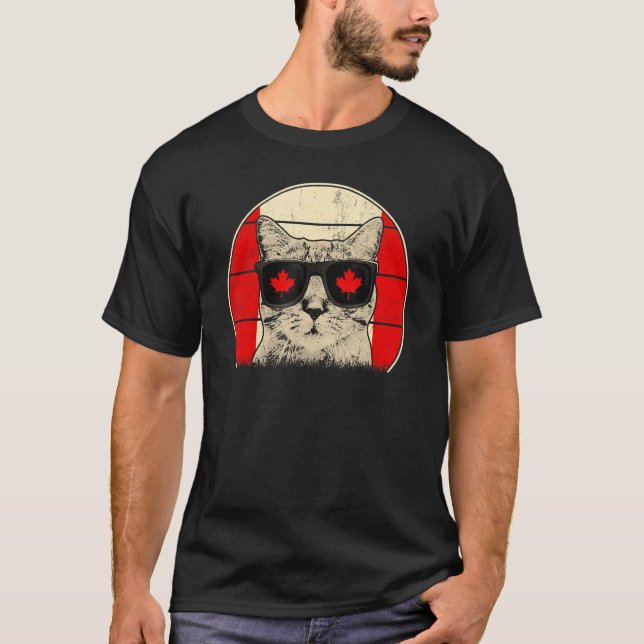 T-shirt Canada Drapeau Canadien Chat Lunettes de soleil Ho (Devant)