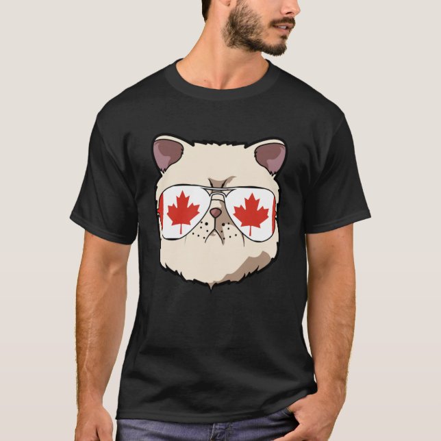 T-shirt Canada Drapeau Canadien Exotique Shorthaire Chat S (Devant)