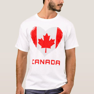 T-shirt Canada Drapeau Coeur troublé Blanc masculin