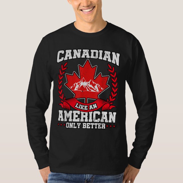 T-shirt Canada Drapeau Feuille d'érable USA American (Devant)