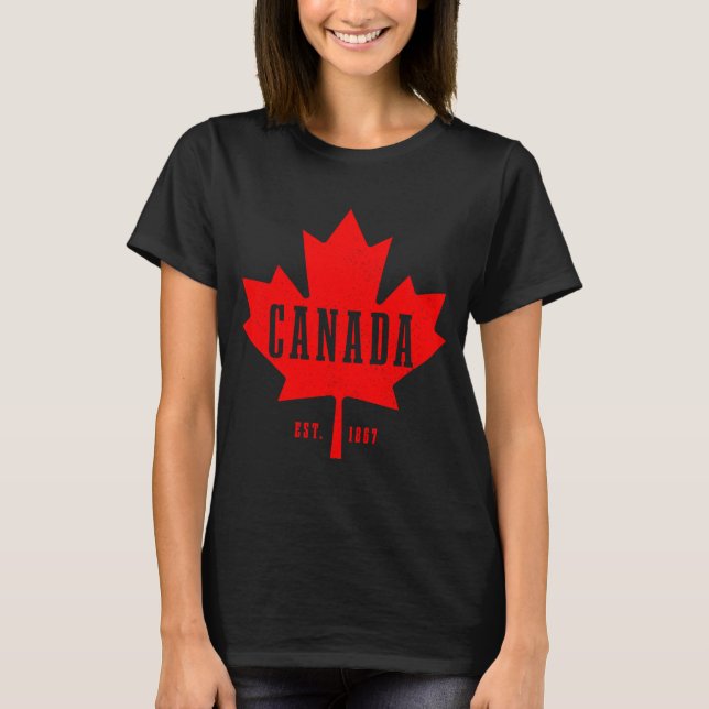 T-shirt Canada Est 1867 Feuille d'érable Roo de la Fierté  (Devant)