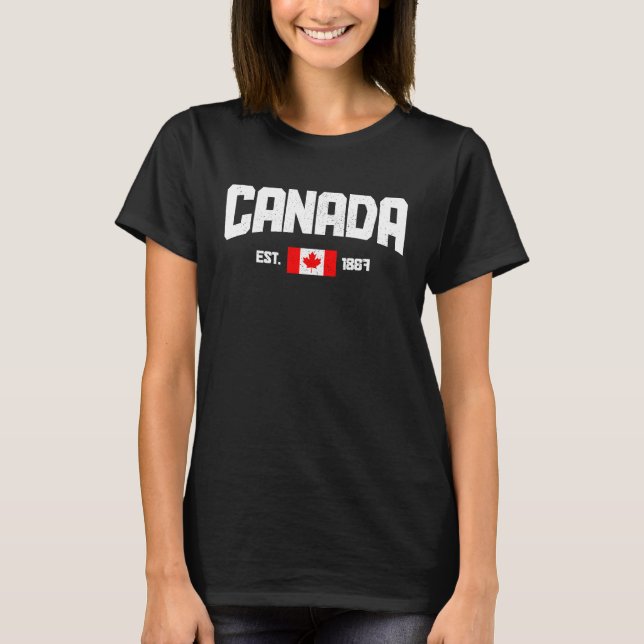 T-shirt Canada Est 1867 Maple Leaf Canadian Flag Pride Roo (Devant)
