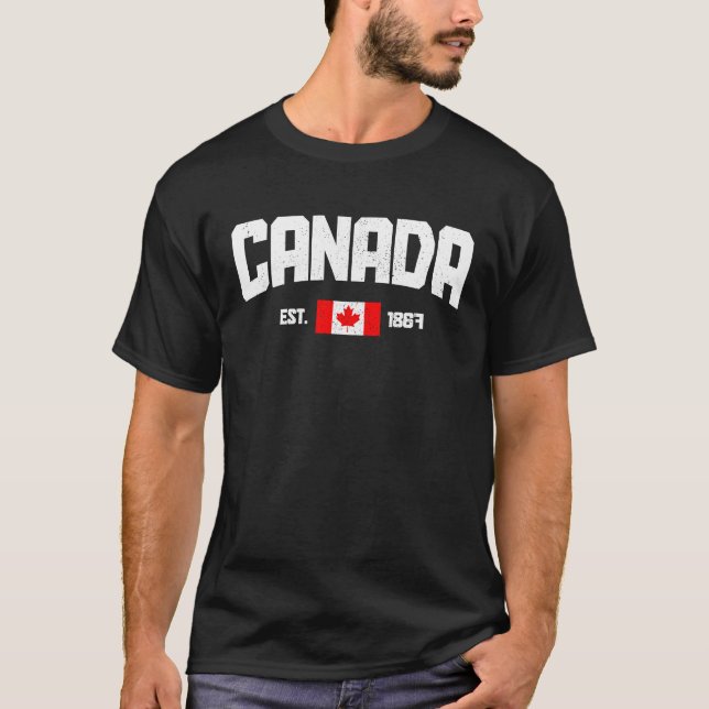 T-shirt Canada Est 1867 Maple Leaf Canadian Flag Pride Roo (Devant)